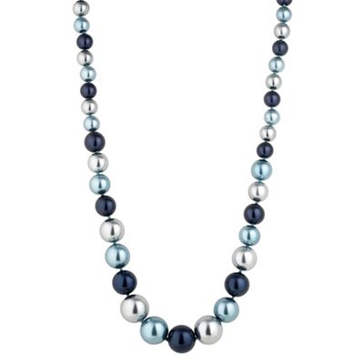 Blue tonal graduated pearl necklace